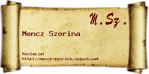 Mencz Szorina névjegykártya